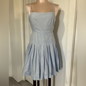 Mable Light Blue Pleated Spaghetti-Strap Mini Dress size L
